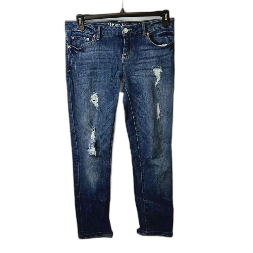 Aeropostale Bayla Mid Wash Destructed Skinny Jean Size‎ 8R